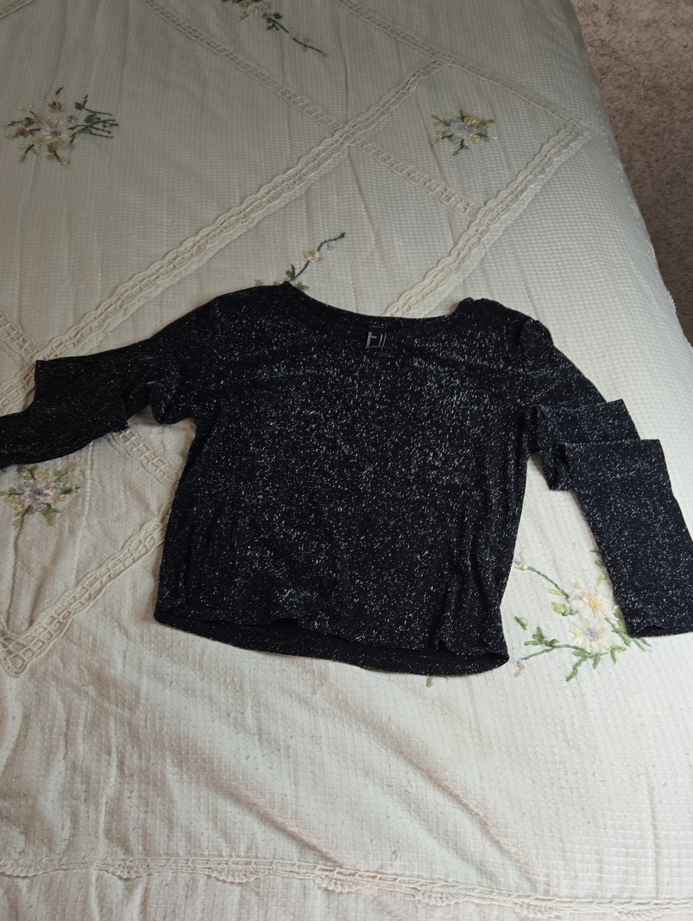 Black Sparkle Long-Sleeve Top